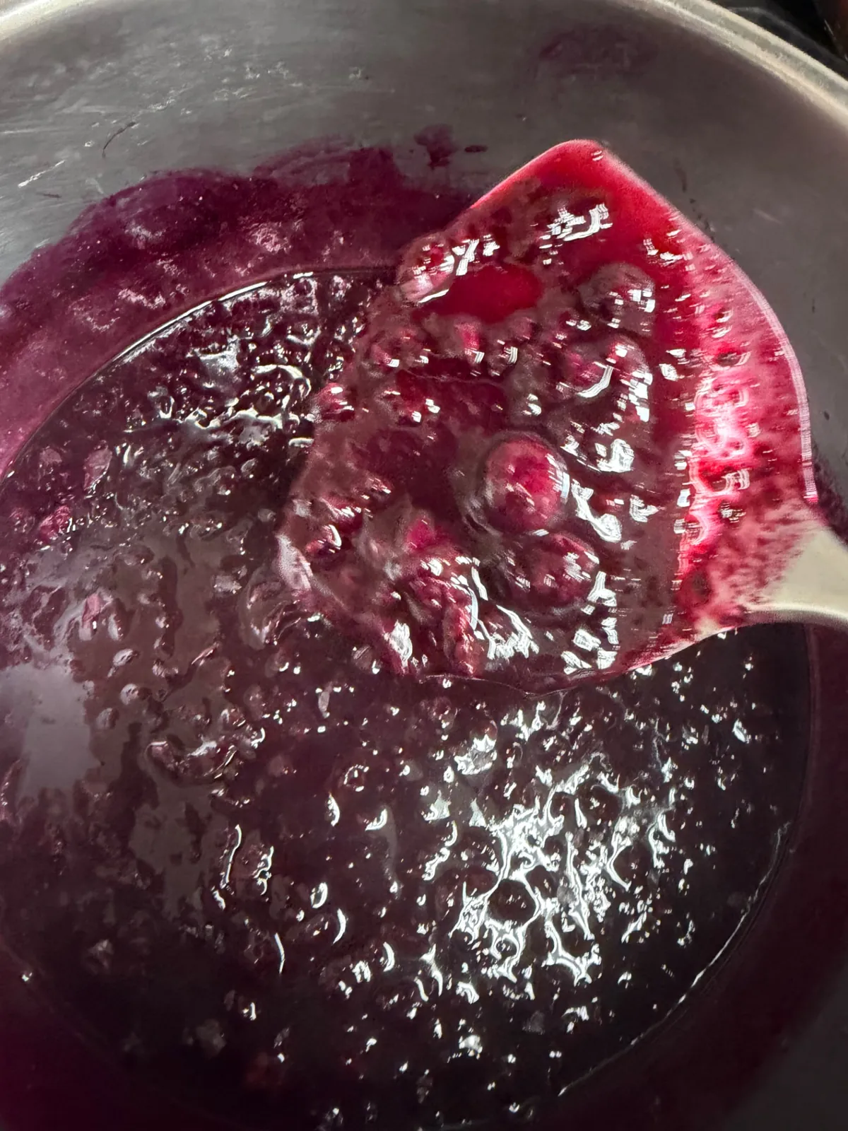 Freshly cooked blueberry jam